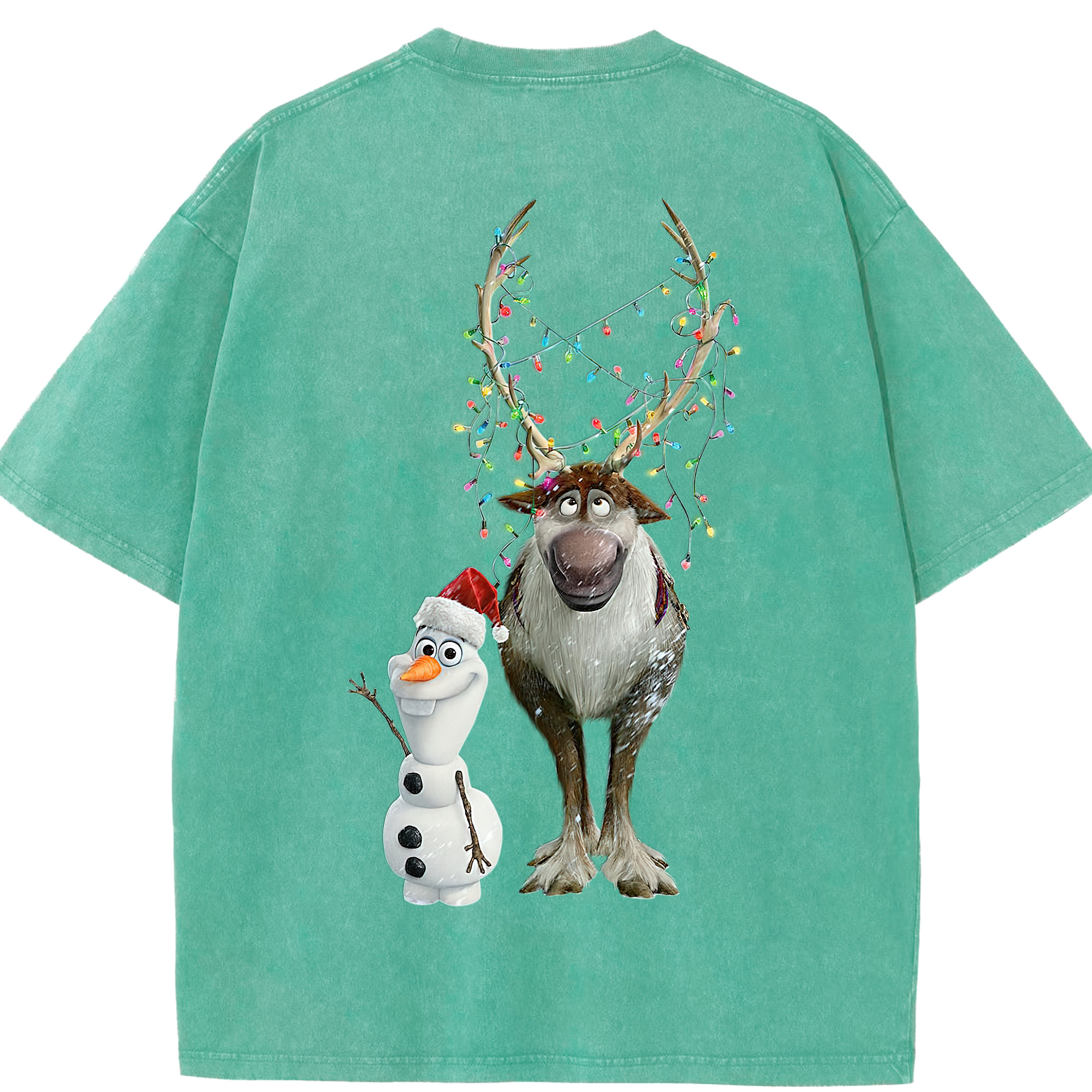（画像用） アナと雪の女王 アンナ エルサ Frozen Anna Elsa 綿100% ヴィンテージ風 半袖Tシャツ（背面プリント）